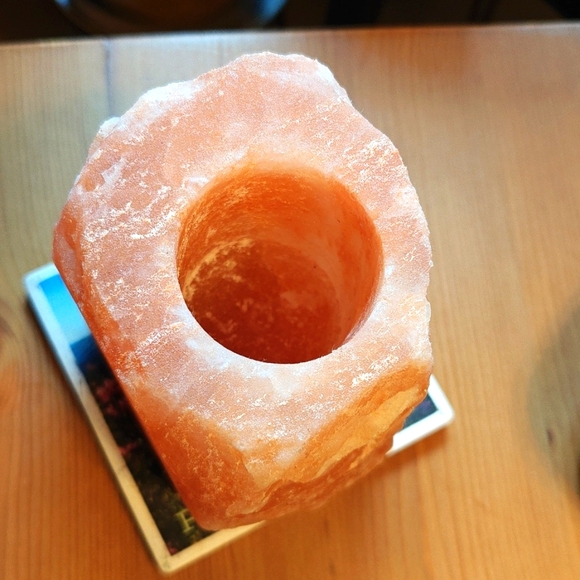 Rose Quartz Himalayan Salt Rock Candle Holder - Picture 4 of 8